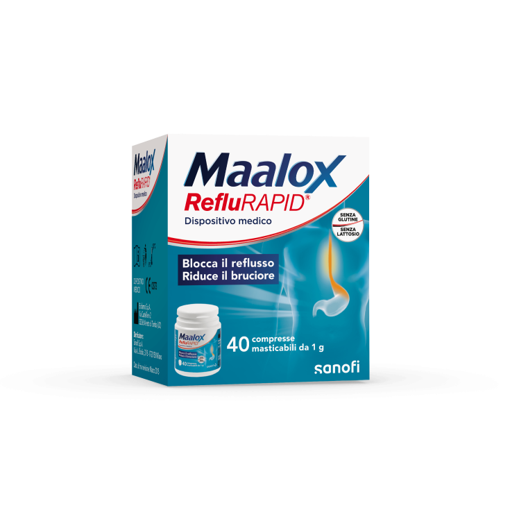 Sanofi Maalox RefluRAPID Gluten Free Lactose Free Medical Device 40 Chewable Tablets