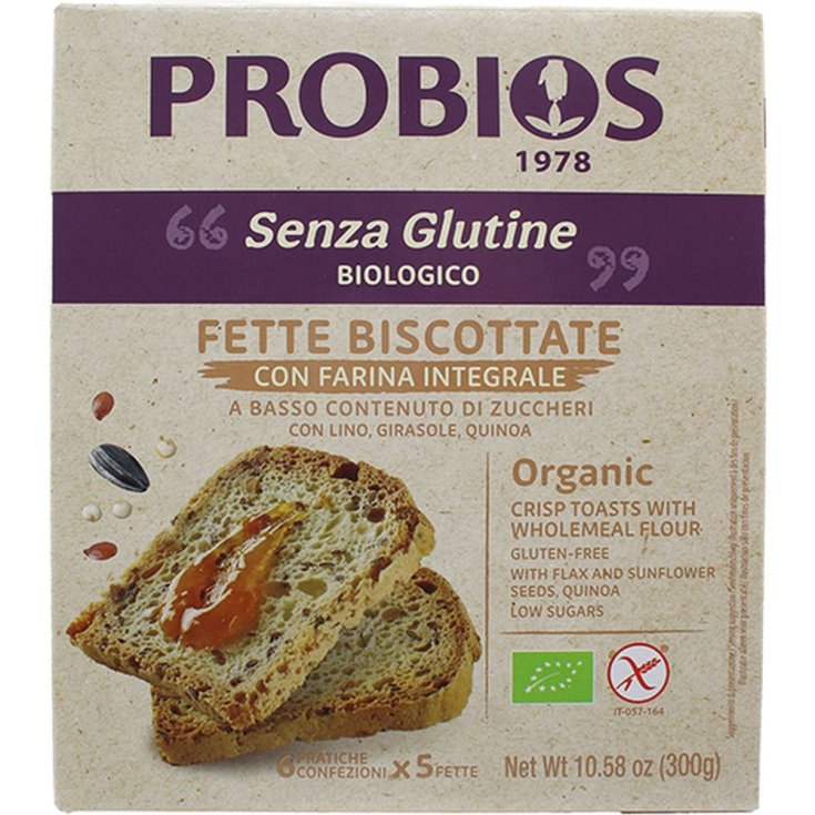 Rice & Rice Rusks With Whole Wheat Flour Gluten Free Probios 300g (6x50g)