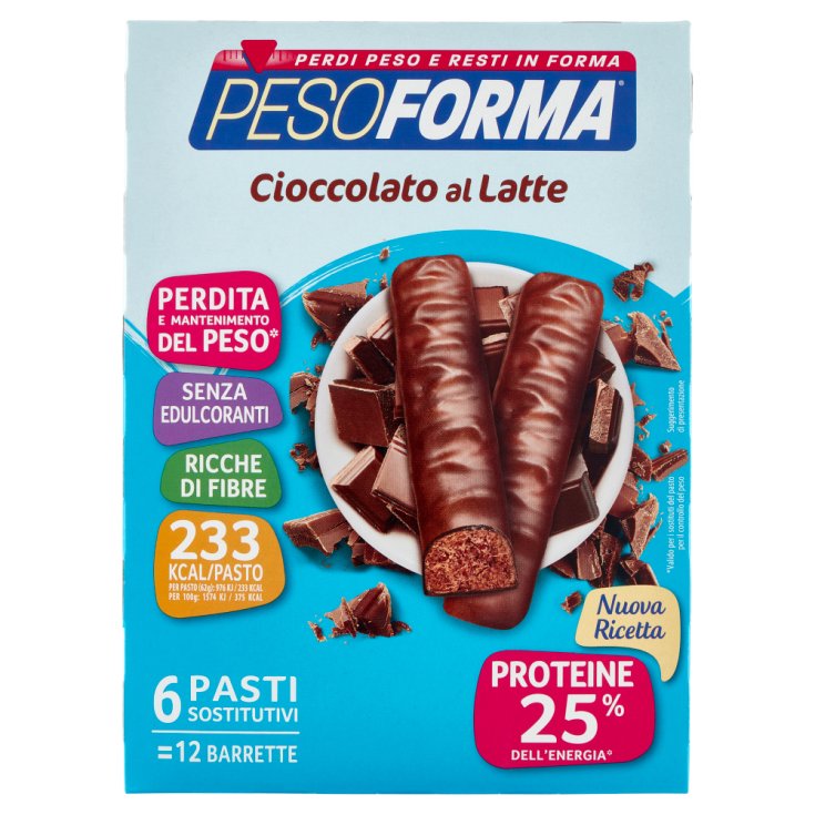 Pesoforma Meal Replacement Milk Chocolate Bars 12 Bars