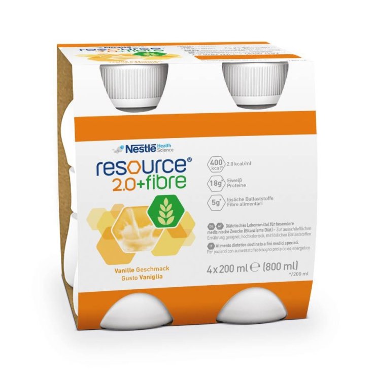 Nestlé Health Science Resource 2.0 + Fiber Vanilla Beverage Enriched With FOS And GOS Fibers 200ml