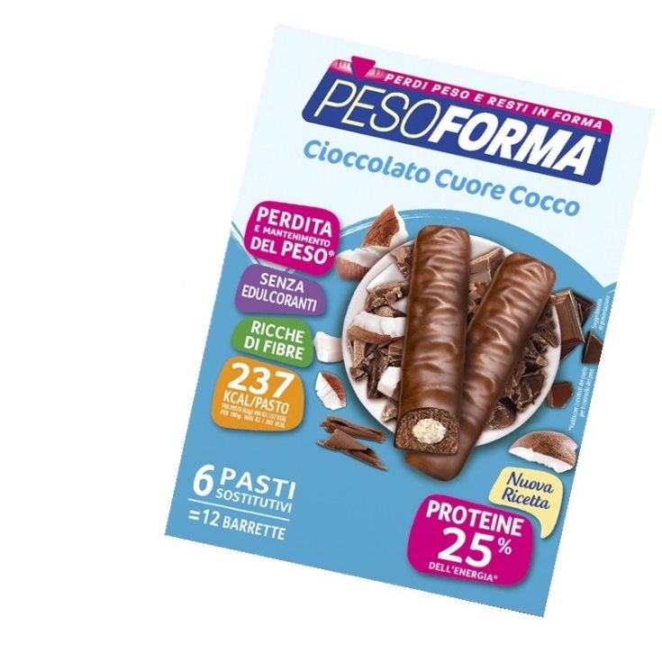 Pesoforma Meal Replacement Chocolate Bars Coconut Heart 12 Bars