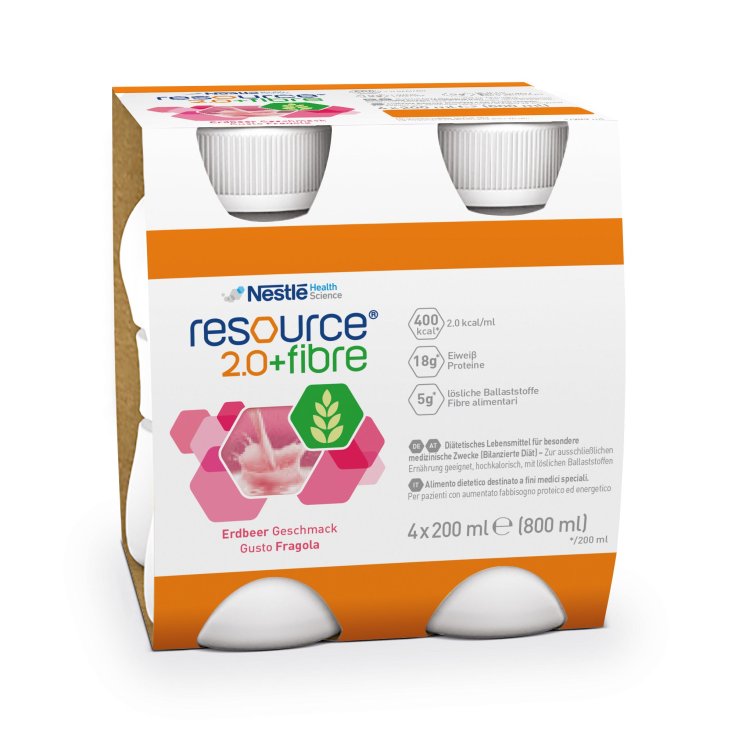 Nestlè Health Science Resource 2.0 + Strawberry Fiber Beverage Enriched With FOS And GOS Fibers 200ml