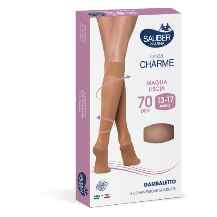 Sauber Pharma Classic Line Knee Highs 70 DEN Color Sand Beige Size 2