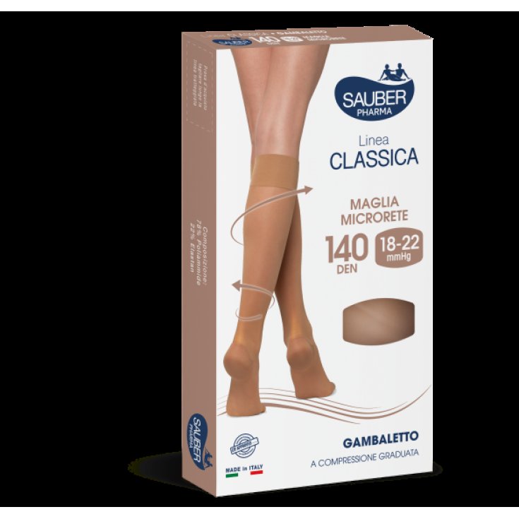 Sauber Pharma Classic Line Knee High 140 DEN Color Sand Black Size 4