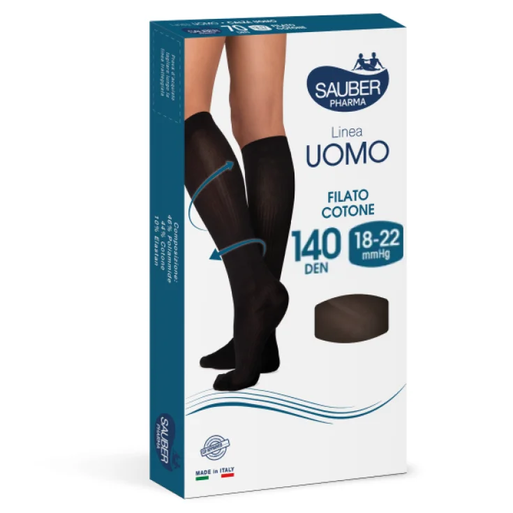 Sauber Pharma Men's Line 140 Denier Cotton Socks Color Black Size G (43-45)