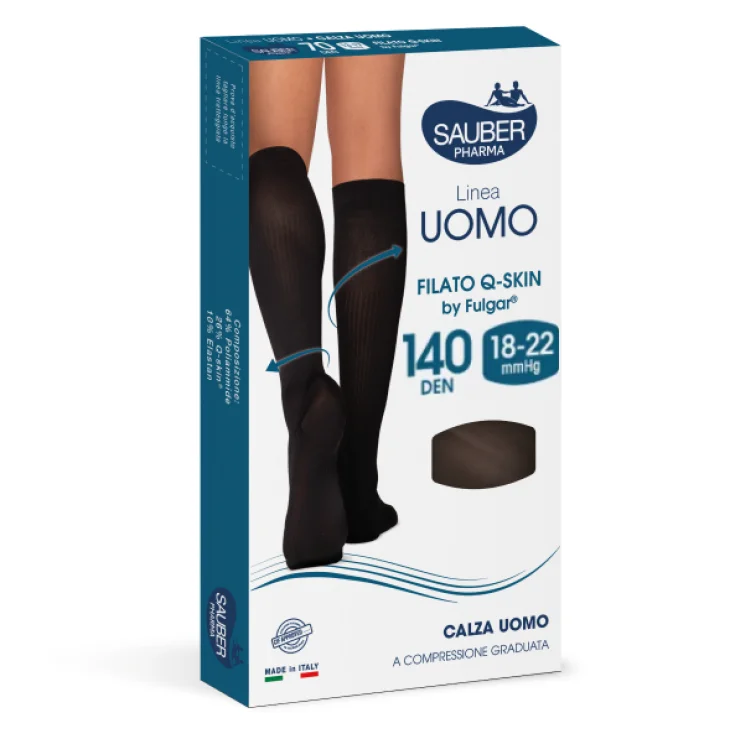 Sauber Pharma Men's Line Anatomical Sock QSKIN 140 DEN Size G (43-45) Black
