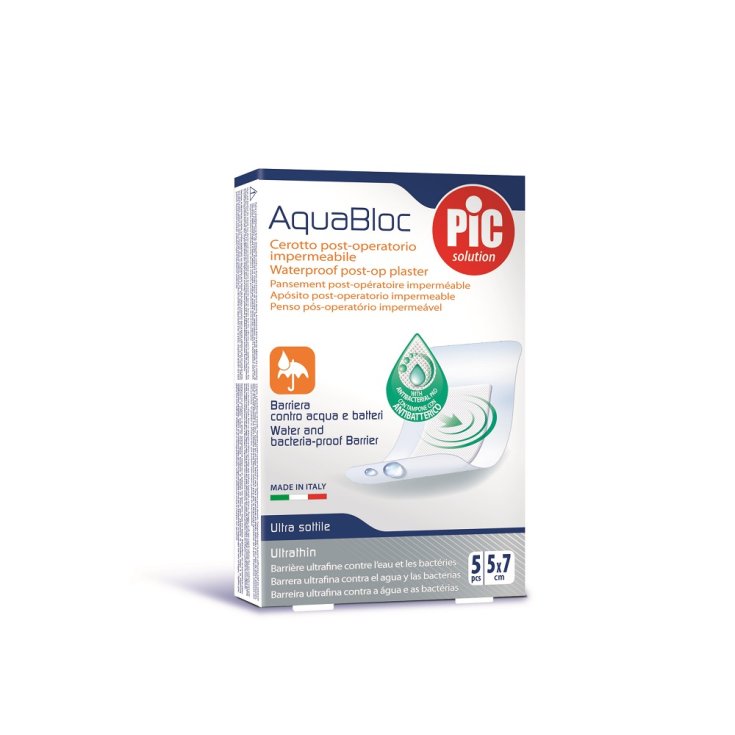 PIC Aquabloc Sterile Antibacterial Waterproof Patch 5x7cm 5 Pieces