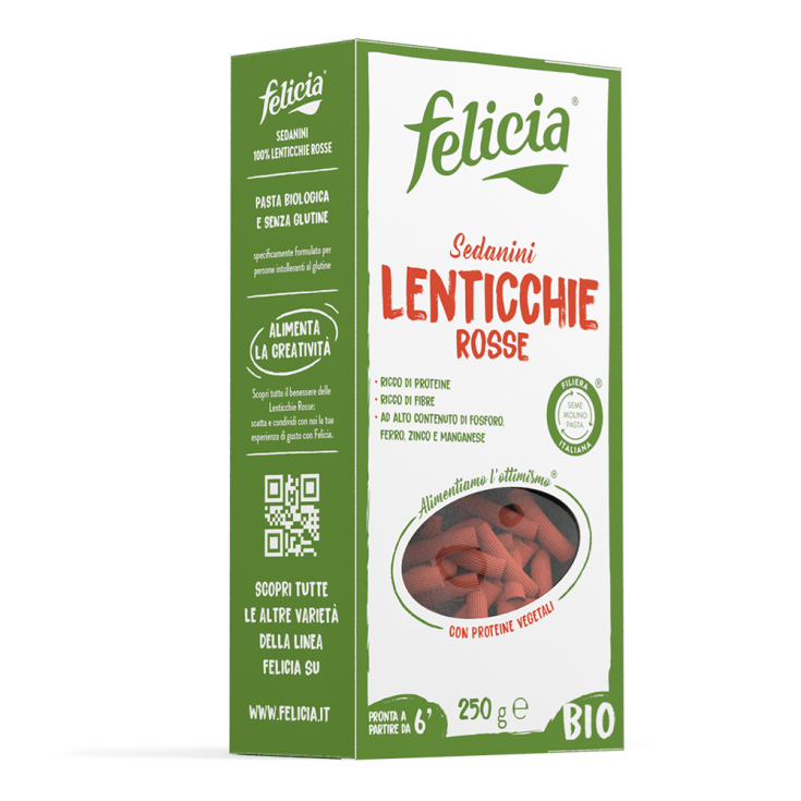 Felicia Bio Sedanini Pasta With Red Lentils Gluten Free 250g