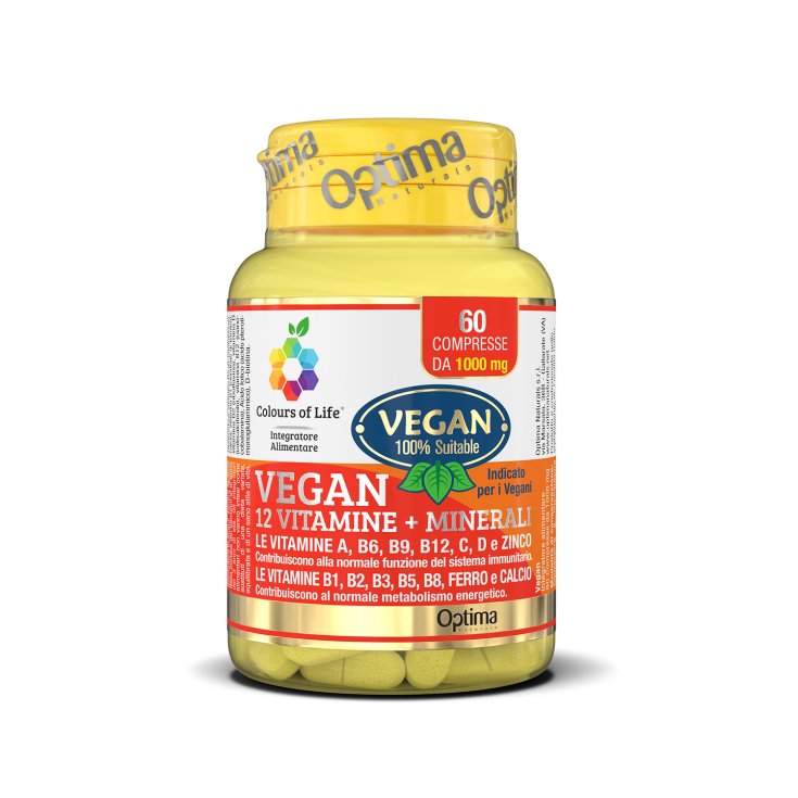 Vegan 12 Vitamins + Minerals Colors Of Life® Optima Naturals 60 Tablets
