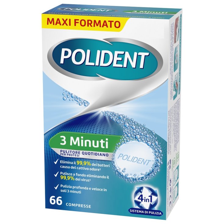 Polident 3 Minutes 66 Dental Prosthesis Cleaning Tablets