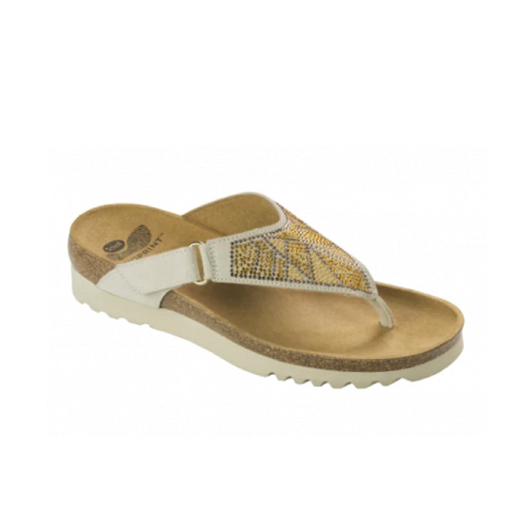 Scholl Kimi Women's Flip Flops Bioprint Footbed White Color Size 38