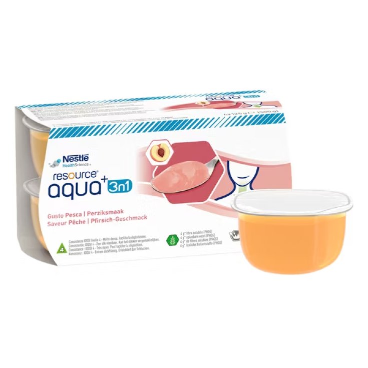 Nestlé Health Science Resource Aqua + 3in1 Gelled Peach Gelled Water With PHGG Fibers 4 x125g