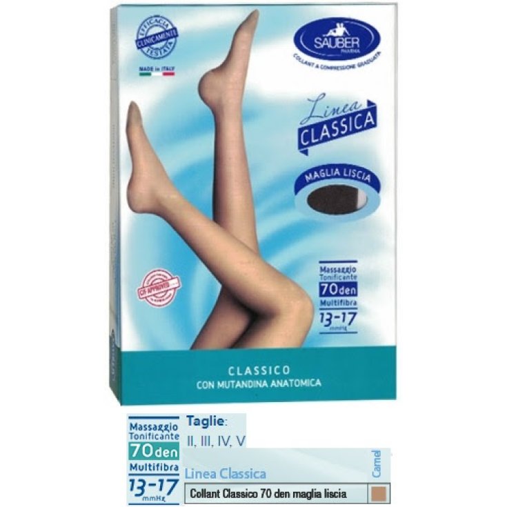 Sauber Pharma Classic Line Stay-ups Tights 70 Den Smooth Jersey Color Camel Size 2