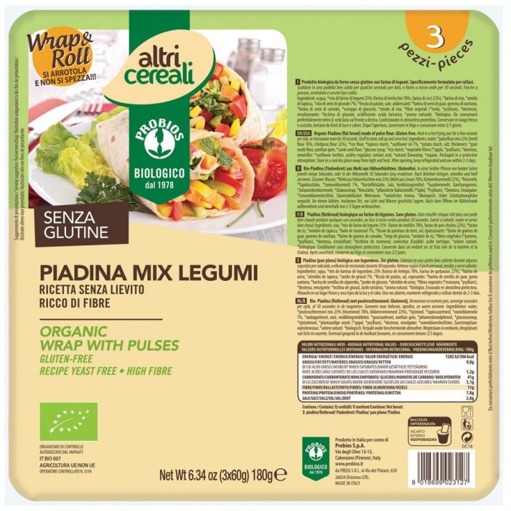 Other Cereals Piadina Mix Legumes Probios 3x60g