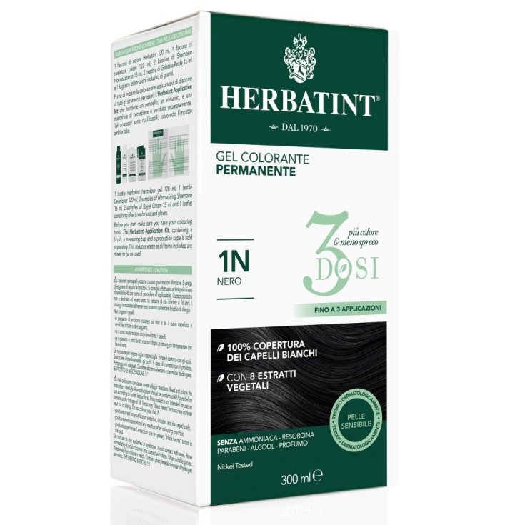 Herbatint 3Dosi Permanent Color Gel Gradation 1N Black 300ml