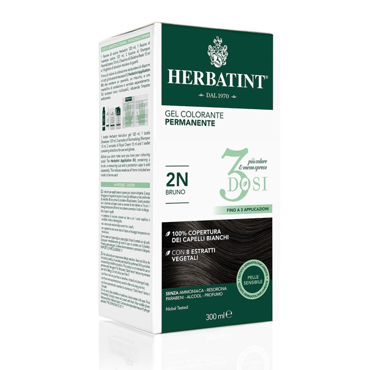 Herbatint 3dosi Permanent Color Gel Gradation 2N Brown 300ml
