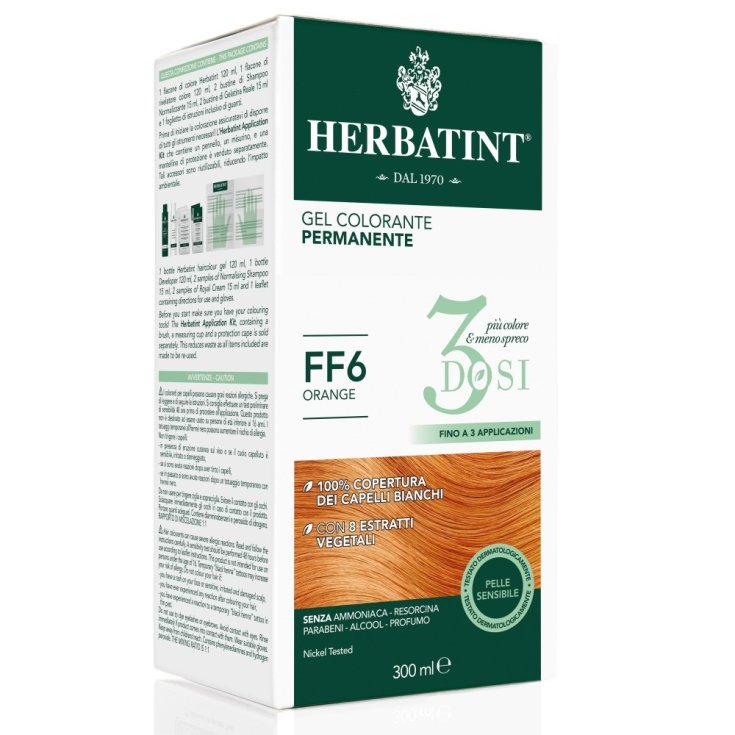 Herbatint Permanent Hair Color Gel Hair Dye 3 Doses Ff6 Orange 300ml