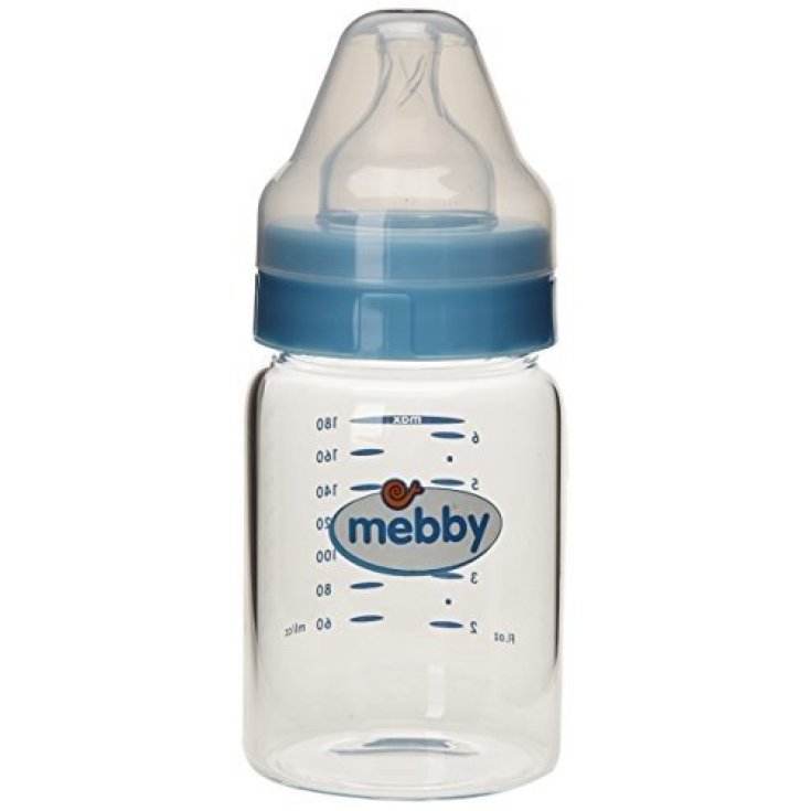 Mebby Bib Glass 180ml Sil Blu