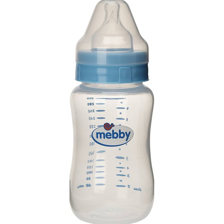 Mebby Bib Glass 180ml Sil Blu