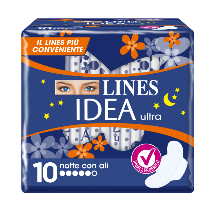LINES IDEA Ultra Night with 10 Absorbent Wings