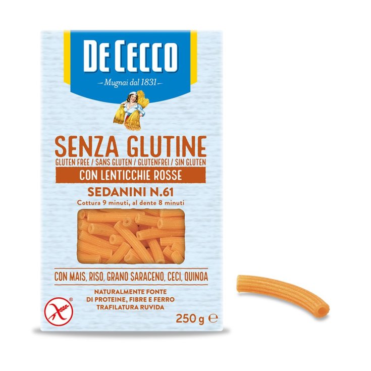 Sedanini n ° 61 With Red Lentils Gluten Free De Cecco 250g