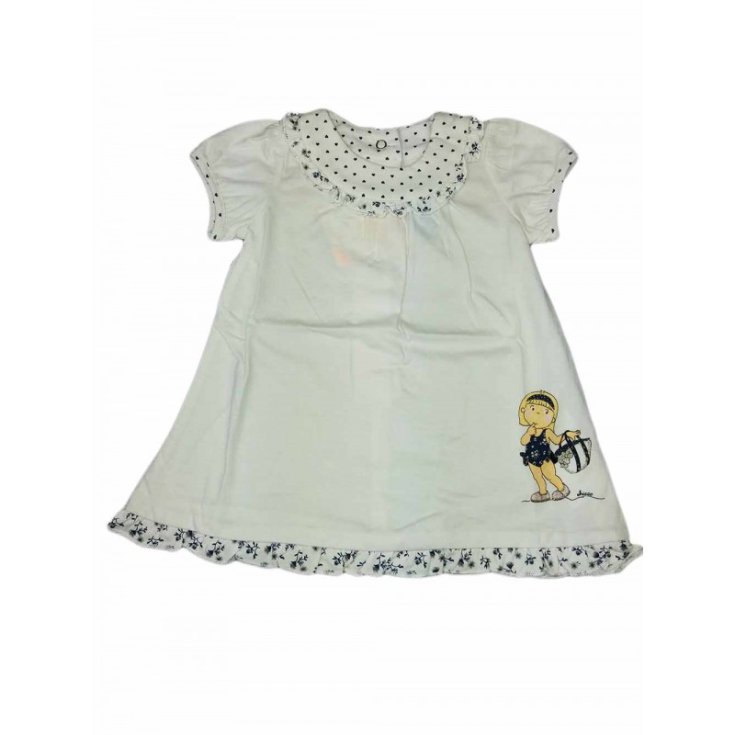 CHICCO Baby Girl White / Blue Cotton Dress Size 6 Months