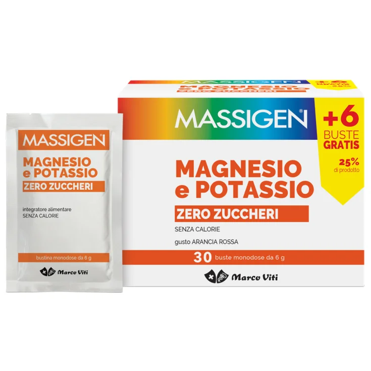 Massigen Magnesium And Potassium Zero Sugar Marco Viti 24 + 6 Sachets