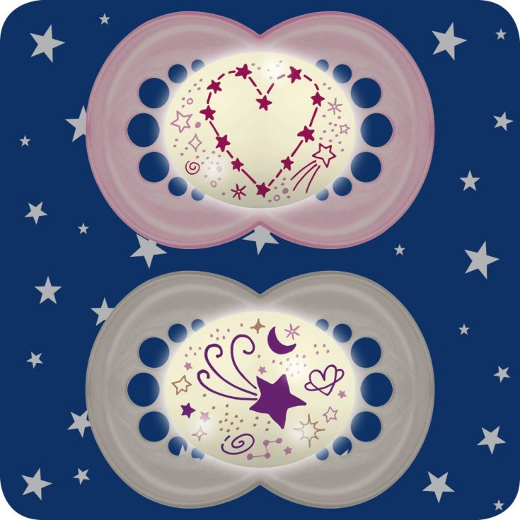MAM Night 6+ Female Silicone Soother 2 Pieces
