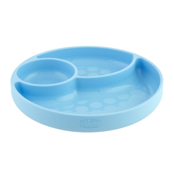 Silicone Plate with Blue Chicco Suction Cup