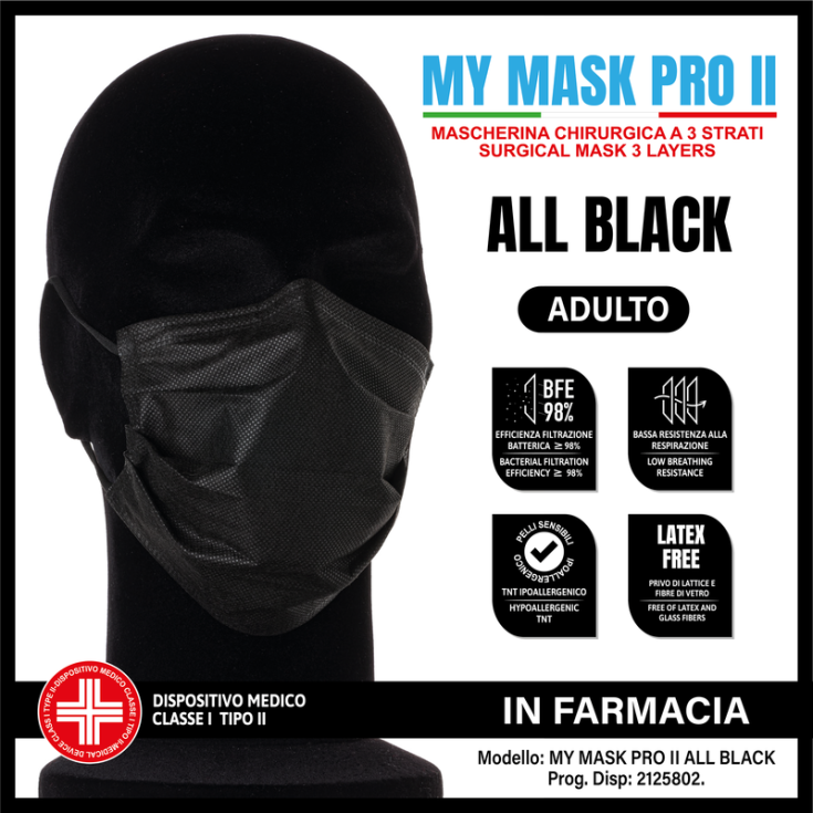 MYMASK PRO II ALL BLACK 10 Pieces