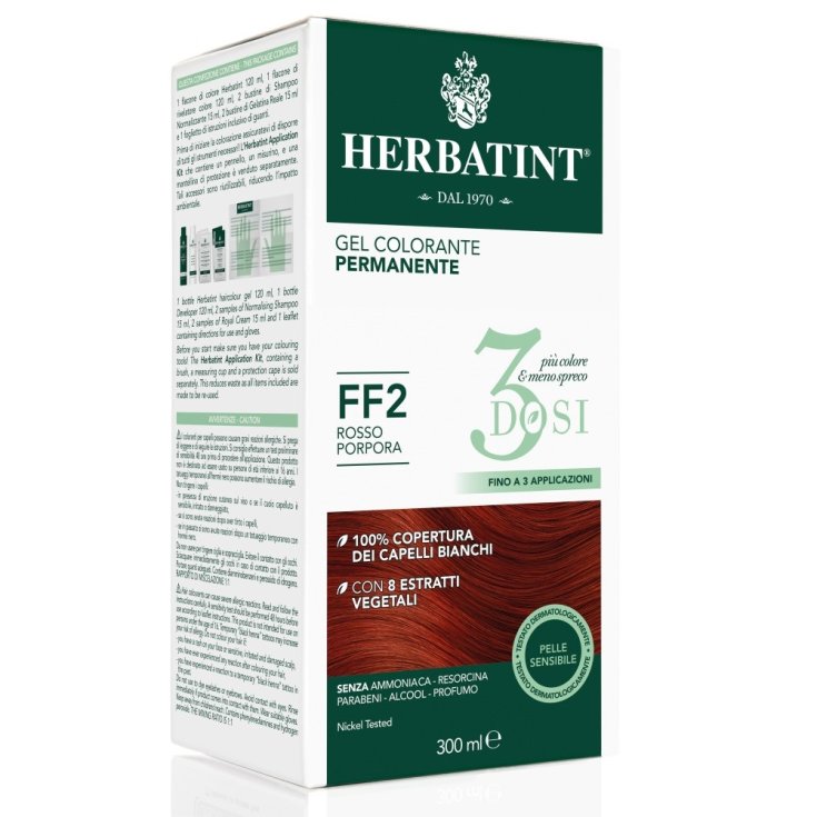 Permanent Color Gel 3 Doses Herbatint FF2 Red Purple 300ml