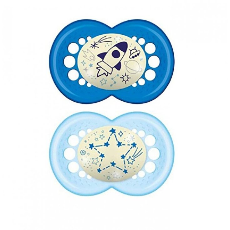 Original Night MAM 16+ Months 2 Blue Rubber Soothers