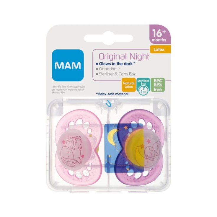Original Night MAM 16+ Months Pink 2 Pink Rubber Soothers