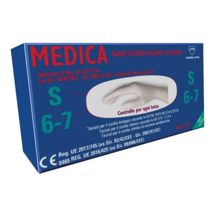 AQL 1.0 Latex Gloves with Powder Size S 100 Pieces