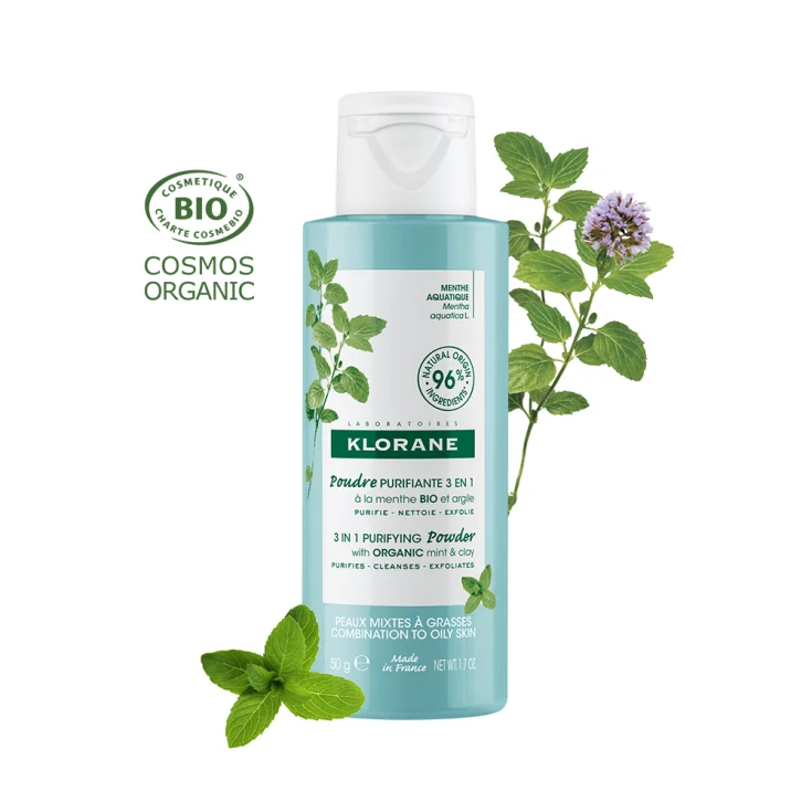 3 In 1 Purifying Powder BIO Mint And Klorane Clay 50g