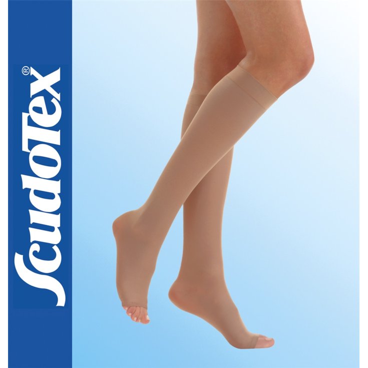 Scudotex K2 Microfiber Knee-Highs Open Toe Beige Size 3