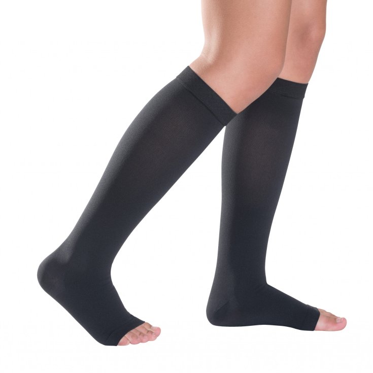 Knee-high Sigvaris 701 Open Toe Black Size M Short