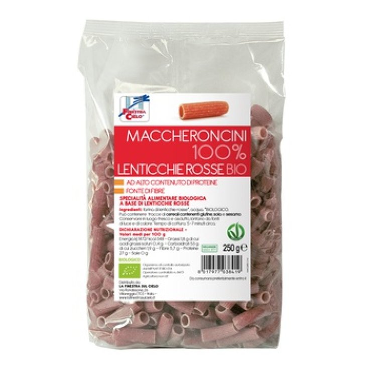 Maccheroncini 100% Red Lentils La Finestra Sul Cielo 250g