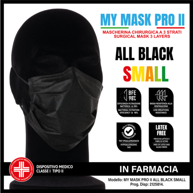 MY MASK PRO II ALL BLACK SMALL 10 Pieces