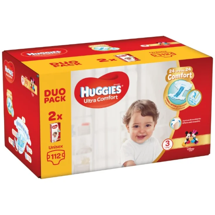 Ultra Comfort Diapers 3 DuoPack Huggies 112 Pieces