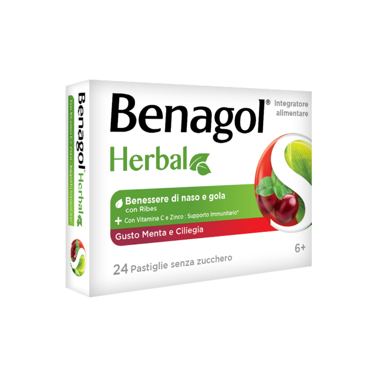 Herbal Mint Cold Cherry Benagol 24 Tablets