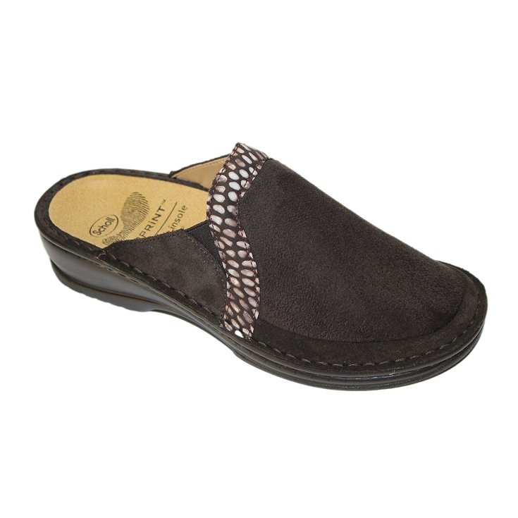 MERIBEL WOMEN'S ELASTIC SUEDE SLIPPERS DARK BROWN N39 DR. SCHOLL'S®