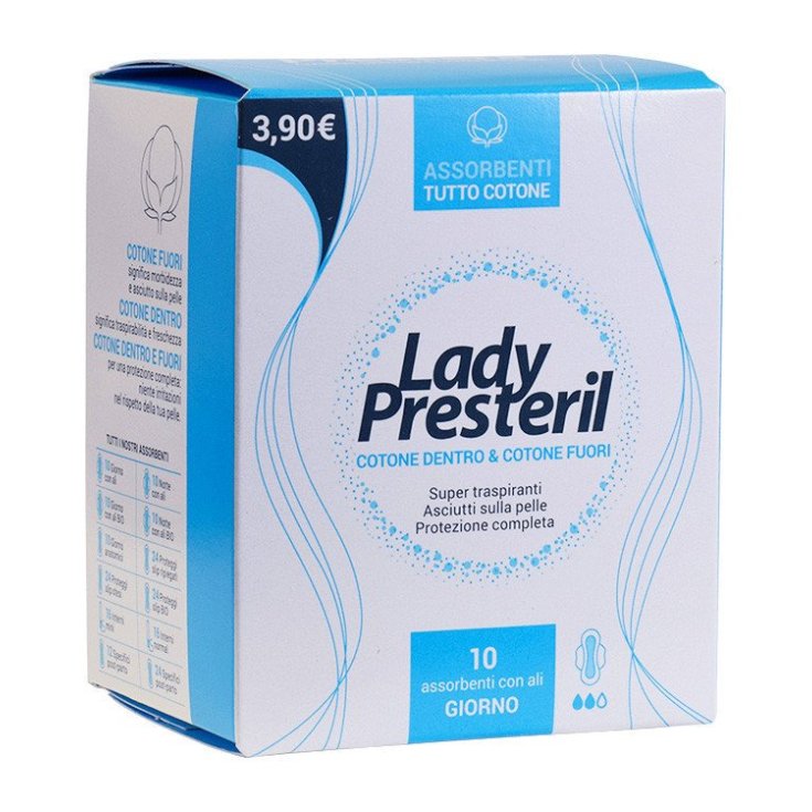 Lady Presteril Cotton 10 Sanitary Napkins with Wings Day