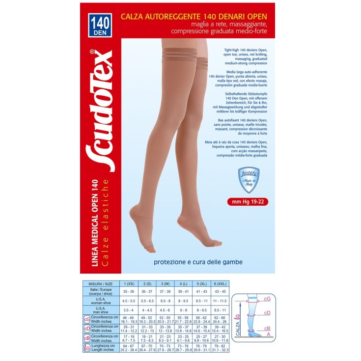 Hold-ups 140 Natural Open Toe Size 6 ScudoTex 1 Pair