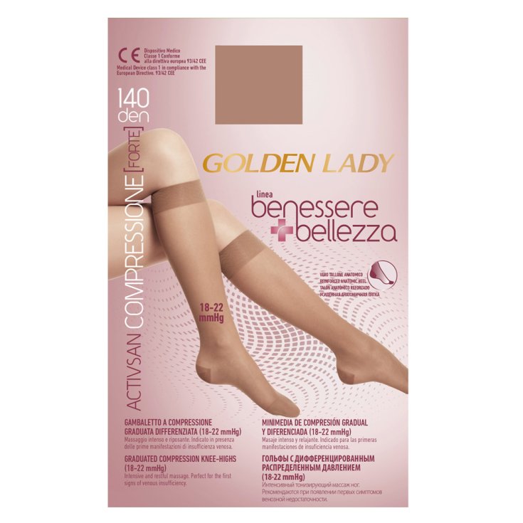 Wellness & Beauty Knee-highs 140 Den Color Dorè Naturel Size XL Golden Lady