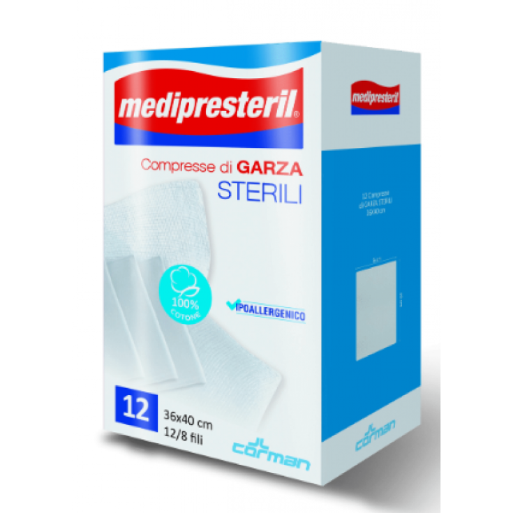 Medipresteril 12/8 Threads 36 x 40cm CORMAN 12 Tablets Gauze