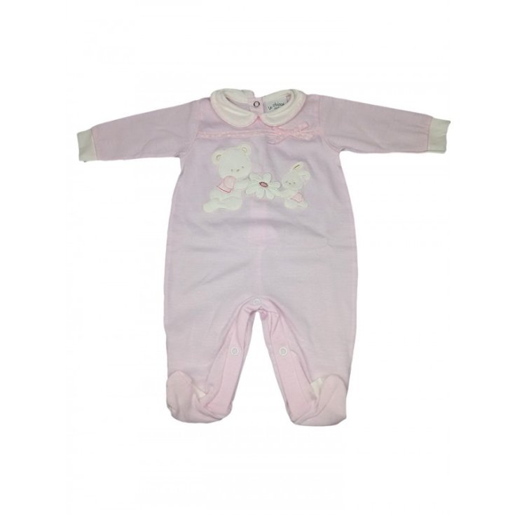 Pink baby boy cotton romper suit