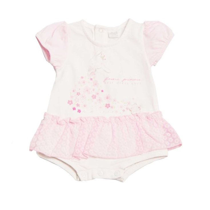 Romper ellepi white pink 0 m