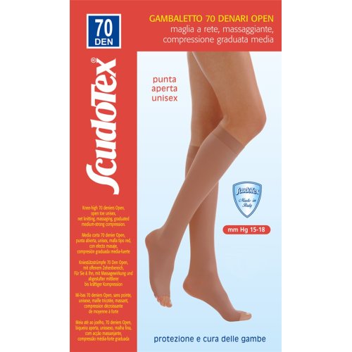 Calze Autoreggenti Scudotex Open, Punta Aperta, 140 Denari, Compressione Media-forte (19-22 MmHg), Taglie I-VI