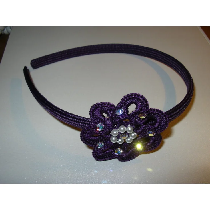 FLOWER HEADBAND WITH STRASS CROCHET
